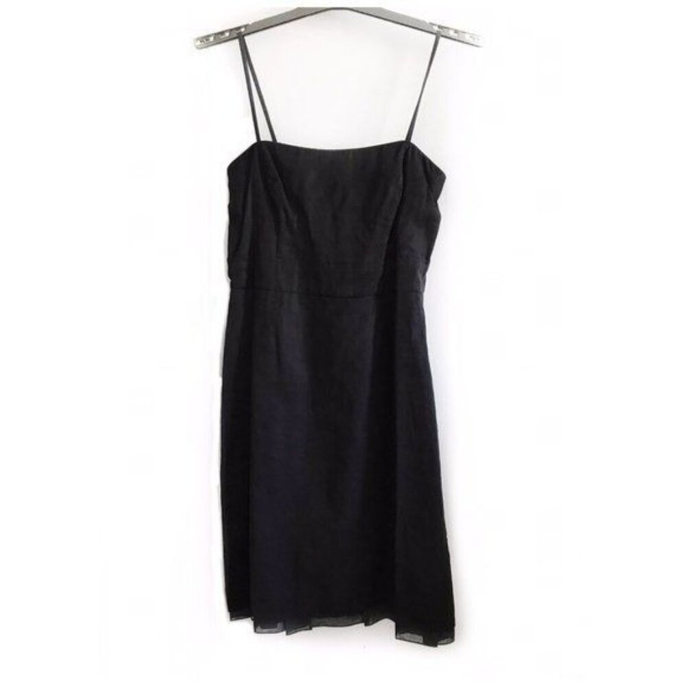 Vintage Jil Sander Black Cotton Chiffon Spaghetti Strap Dress D40 Made Italy